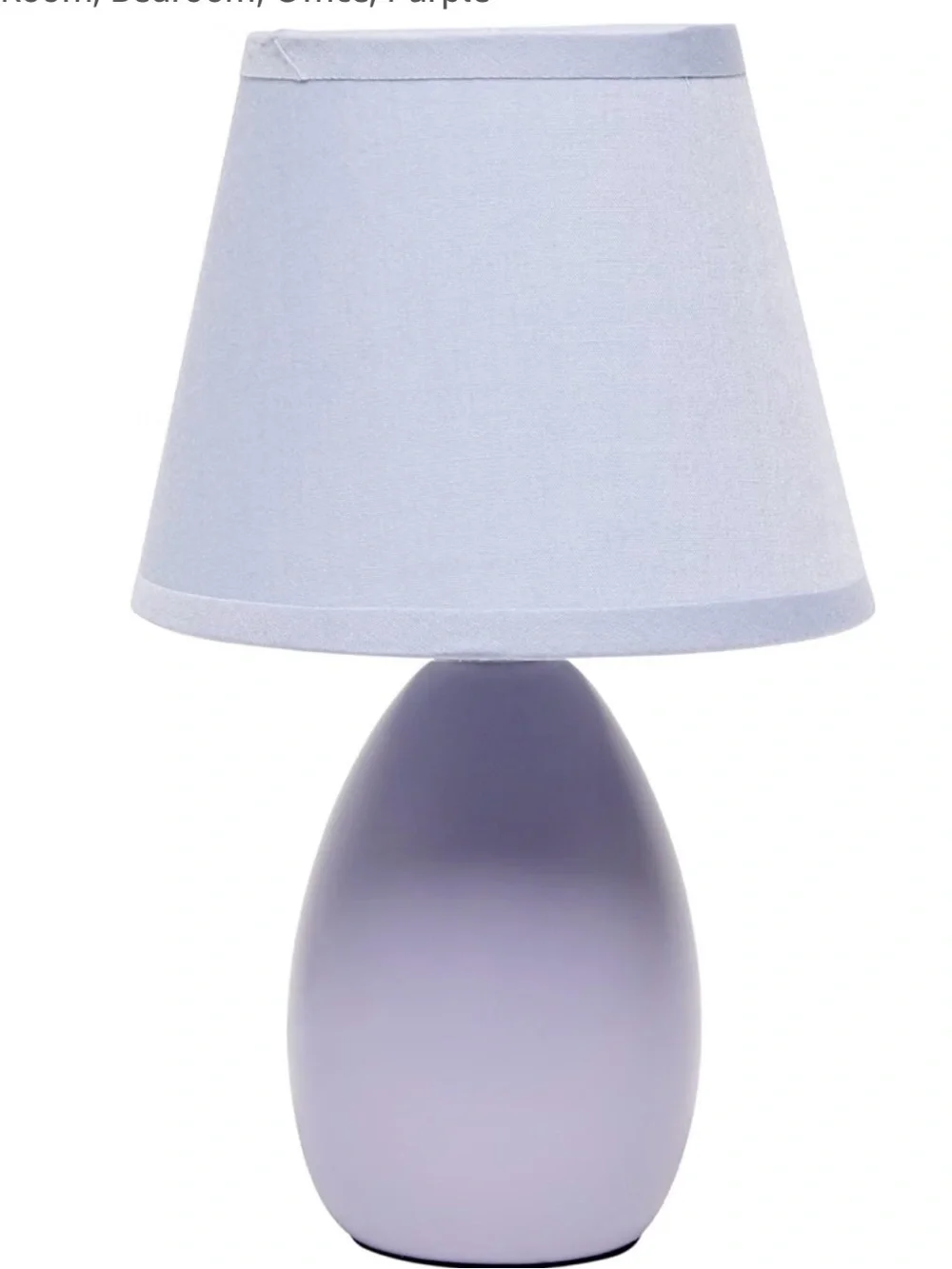 Purple Oval Ceramic Table Lamp with Fabric Shade